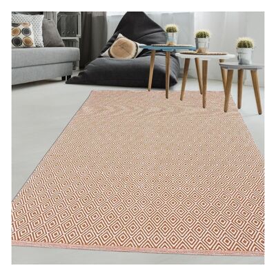 Kilim rug 60x110 cm rectangular scandinavia orange entrance hand-woven cotton