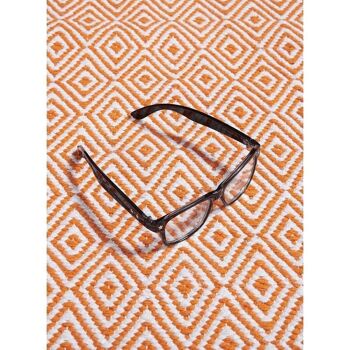 Tapis kilim 60x110 cm rectangulaire scandinavia orange entrée tissé à la main coton 4