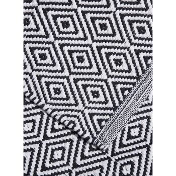 Tapis kilim 50x80 cm rectangulaire scandinavia noir entrée tissé à la main coton 4