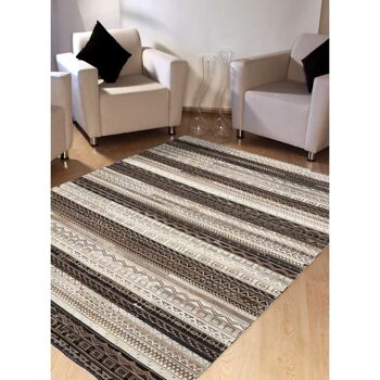 Tapis kilim 120x170cm ZAIRA Beige. Tapis artisanal en Peau de bête 2