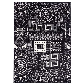 Tapis de salon 160x225 cm rectangulaire bc motif noir chambre adapté au chauffage par le sol 2