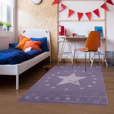 Tappeto per bambini 140x200 cm rettangolare bc first start grigio camera da letto adatto per riscaldamento a pavimento