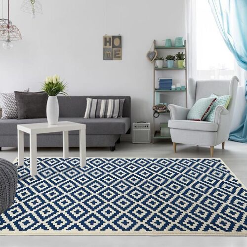 80x150 - un amour de tapis - af roma - - tapis moderne design tapis salon et tapis chambre tapis entrée - bleu créme - couleurs et tailles disponibles