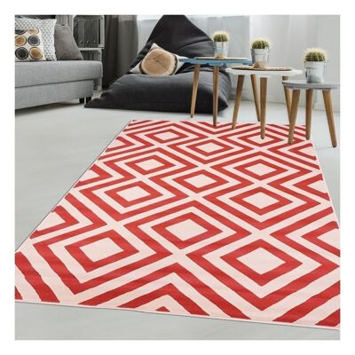 Alfombra salón 80x150 cm rectangular bc bonito dormitorio rojo apto para suelo radiante