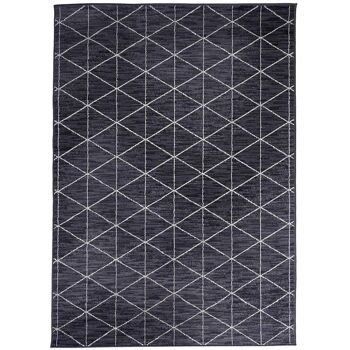 140x200 - un amour de tapis - tapis salon moderne design scandinave géométrique - grand tapis salon berbere ethnique - tapis gris 1