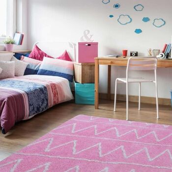 Tapis enfant 60x110cm BERBER SPIRIT Rose. Tapis artisanal en Coton 2