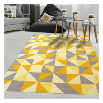 Tapis kilim 80x150cm SCANDIVIAN Jaune. Tapis artisanal en Laine 2