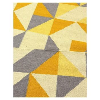 Tapis kilim 80x150cm SCANDIVIAN Jaune. Tapis artisanal en Laine 4