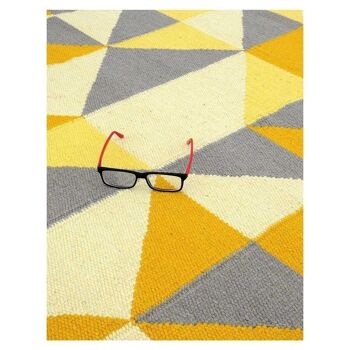 Tapis kilim 110x160cm SCANDIVIAN Jaune. Tapis artisanal en Laine 3