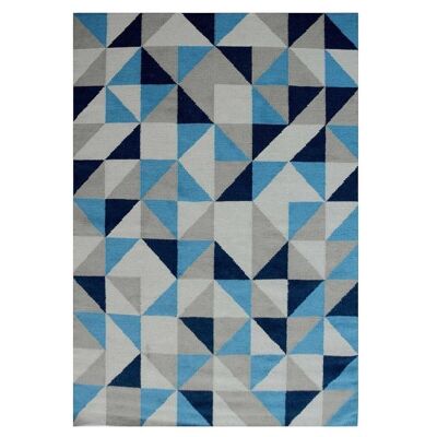 Kelimteppich 240x340cm SCANDIVIAN Blau. Handgefertigter Wollteppich