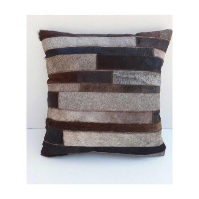 Cushion 45x45 square cm NATAL Black. Artisanal animal skin rug