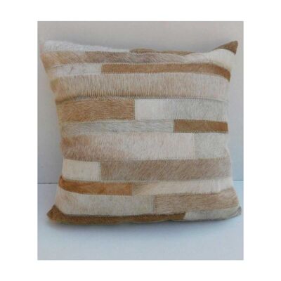 Cushion 45x45 square cm NATAL Beige. Artisanal animal skin rug
