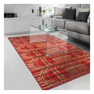 Tapis de salon 60x110 cm rectangulaire bc totamia rouge entrée adapté au chauffage par le sol