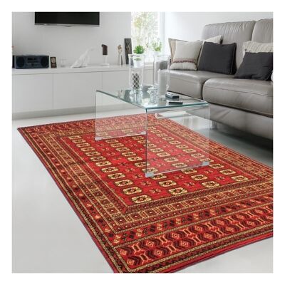 160x225 - a love of rugs - Moderner Wohnzimmerteppich Barock Design Kurzflor - Großer roter Wohnzimmerteppich