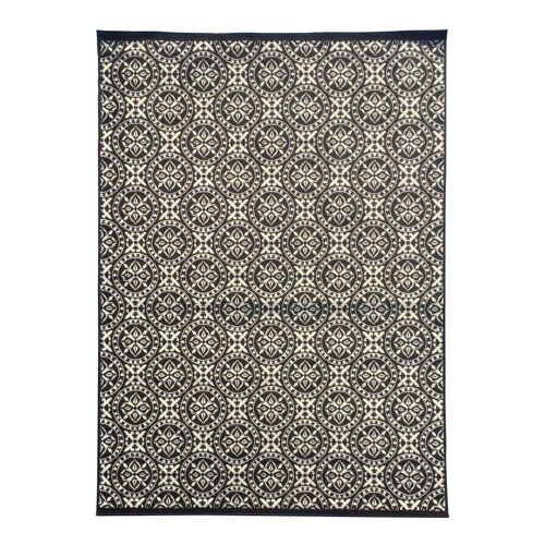 140x200 - un amour de tapis - tapis moderne pour salon design géométrique poils ras - grand tapis salon noir