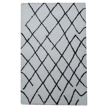 Tapis shaggy poils long 120x170 cm rectangulaire smooth criss cross gris salon tufté main adapté au chauffage par le sol 2