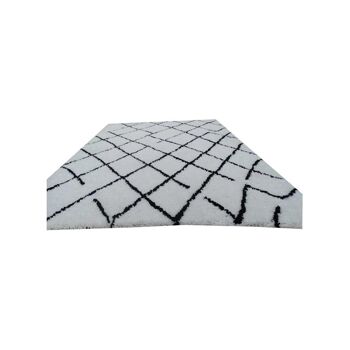 Tapis shaggy poils long 120x170 cm rectangulaire smooth criss cross gris salon tufté main adapté au chauffage par le sol 3