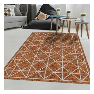 Kelim Teppich 160x230 cm rechteckig Losodance orange handgewebt Wohnzimmer geeignet für Fußbodenheizung