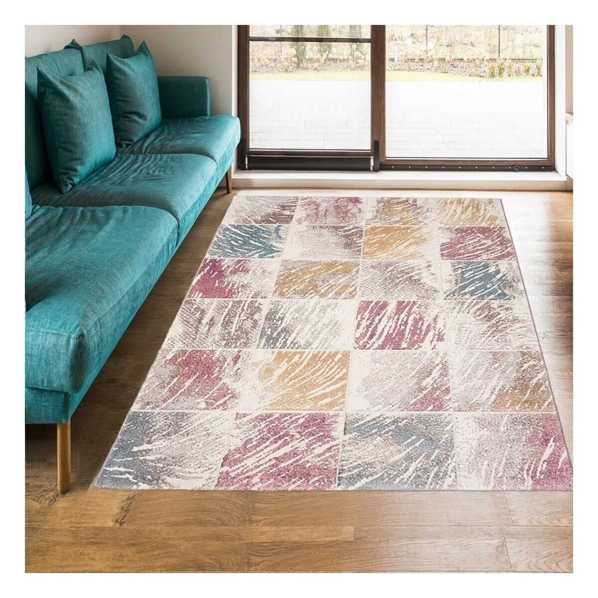 Living room rug 120x170 cm rectangular pastel beauty multicolored living room suitable for underfloor heating