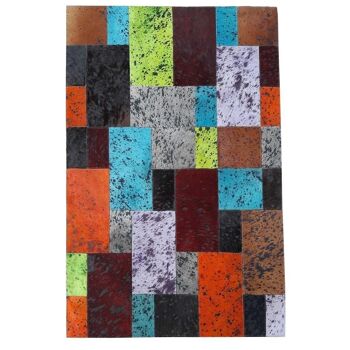 Tapis kilim 80x150cm NIELDA Multicolore. Tapis artisanal en Peau de bête 1