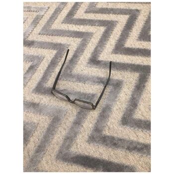 Tapis de salon 160x230 cm rectangulaire vt chevronlin relief 3d gris salon viscose 2