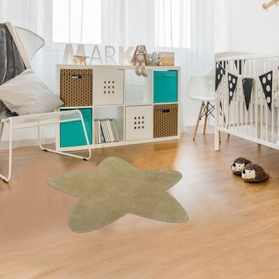 Kinderteppich 80x80 cm Originalform Stern beige Baumwolle Schlafzimmer handgetuftete Baumwolle