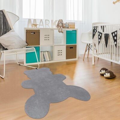 Kinderteppich 80x100 cm Originalform Bärengrau Baumwolle Schlafzimmer handgetuftete Baumwolle