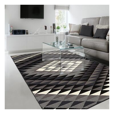 Alfombra salón 200x290 cm rectangular bc apache negro comedor apta para suelo radiante