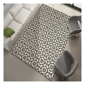 Tapis de salon 160x225 cm rectangulaire bc carreau de ciment gris salon adapté au chauffage par le sol 5