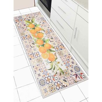 Tapis de cuisine 150x200 cm rectangulaire vinyle fruito orange cuisine adapté au chauffage par le sol 4