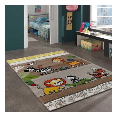 Alfombra infantil 60x110 cm rectangular dormitorio amarillo celeste apta para suelo radiante