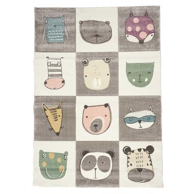 Children's rug 60x110cm ZOO TOO Gray in Polypropylene