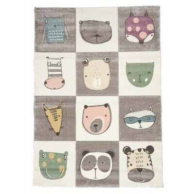 Children's rug 100x100 square cm ZOO TOO Gray in Polypropylene
