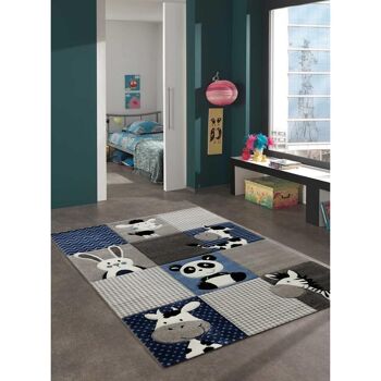 Tapis enfant 200x200 carrecm ZOO Bleu en Polypropylène 2