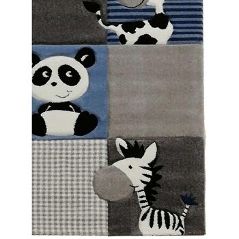 Tapis enfant 200x200 carrecm ZOO Bleu en Polypropylène 4