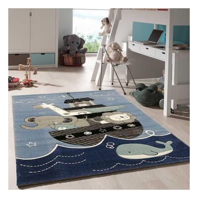 Children's rug 60x110 cm rectangular etelda blue bedroom suitable for underfloor heating