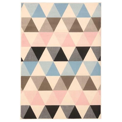 60x110 - un amour de tapis - petit tapis entrée interieur - tapis moderne pour salon design carreaux de ciment bleu