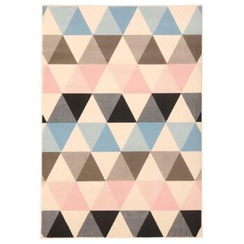 60x110 - un amour de tapis - petit tapis entrée interieur - tapis moderne pour salon design carreaux de ciment bleu 1
