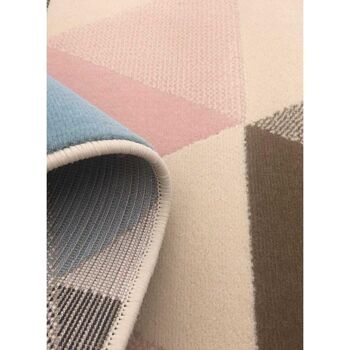 60x110 - un amour de tapis - petit tapis entrée interieur - tapis moderne pour salon design carreaux de ciment bleu 2