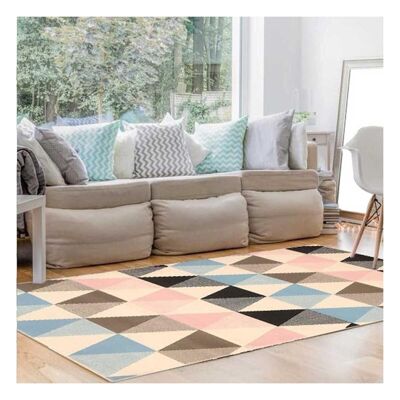 235x320 - a love of rugs - großer Teppich Wohnzimmer und Esszimmer modernes orientalisches Design blaue Zementfliesen