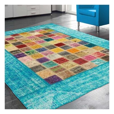 Alfombra salón 200x290 cm rectangular multipaso patchwork 1a2t multicolor anudada a mano comedor