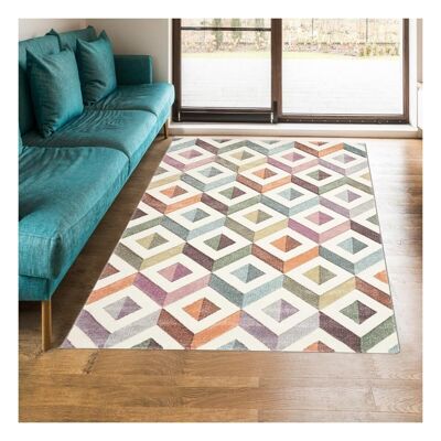 Tapis de salon 60x110 cm rectangulaire scancolor multicolore entrée adapté au chauffage par le sol