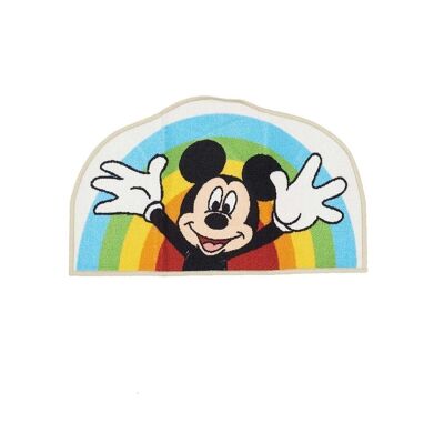 Alfombra infantil 50x80cm MICKEY EN FORMA DE ARCO IRIS Multicolor en Poliamida