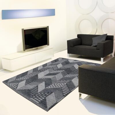 Living room rug 60x110 cm rectangular geogrey gray entrance hand-woven cotton