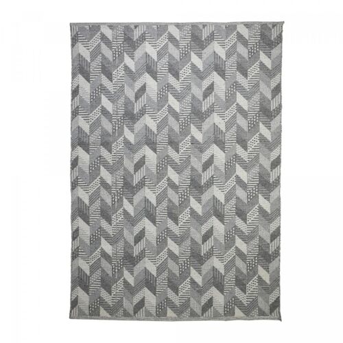 Tapis salon 120x170cm GEOGREY Gris. Tapis artisanal en Coton