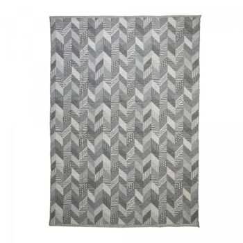 Tapis salon 160x230cm GEOGREY Gris. Tapis artisanal en Coton 1