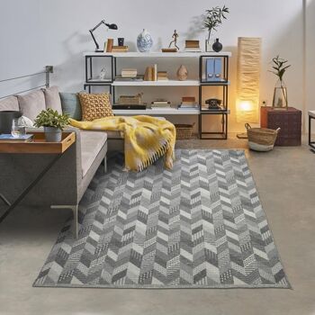 Tapis salon 200x290cm GEOGREY Gris. Tapis artisanal en Coton 2