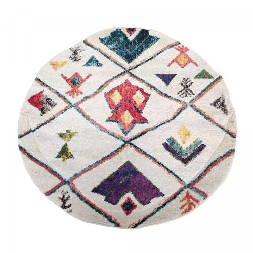 100x100 - un amour de tapis - tapis rond - tapis moderne pour salon design scandinave berbere ethnique - tapis blanc (rond)