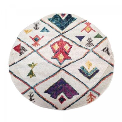 100x100 - a love of rugs - alfombra redonda - alfombra moderna para salón diseño étnico bereber escandinavo - alfombra blanca (redonda)