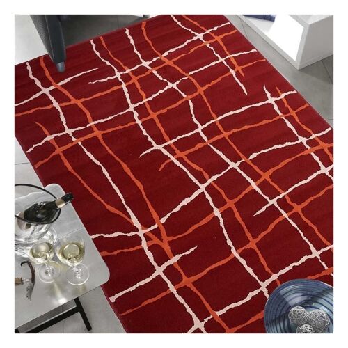 Tapis de salon 120x170 cm rectangulaire af malmo rouge salon adapté au chauffage par le sol